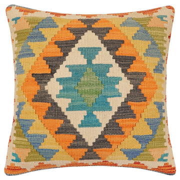 handmade Traditional Pillow Blue Gray Hand-Woven SQUARE 100% WOOL  Hand woven turkish pillow  2 x 2